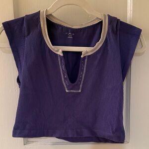 Urban Outfitters blue Ribbed Top with White Trim